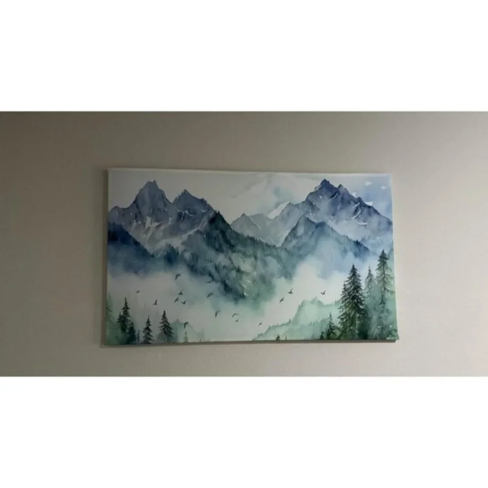 New Green Mountain Forest Nature Tapestry Wall Decor for Home or Room, 51x60In